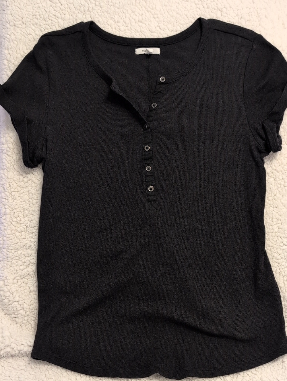 Maurices Black Short Sleeve Henley Tee